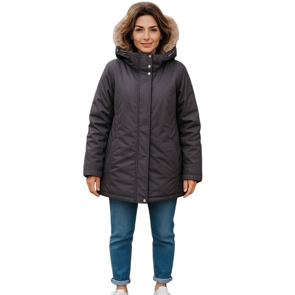 Eddie Bauer EB600 WeatherEdge Goose Down Jacket Hooded Purple Women's XL Tall